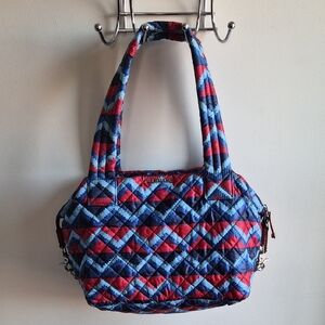 MZ Wallace Quilted Blue and Red Shoulder Bag